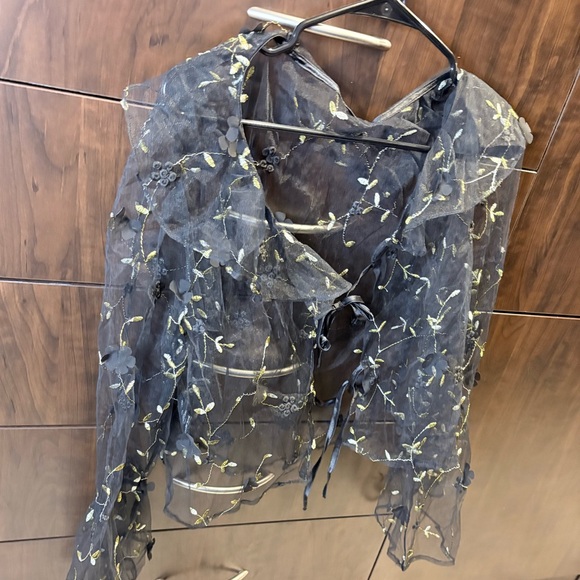 Disturbia Chrysanthi Applique Frill Collar Blouse - Picture 5 of 14